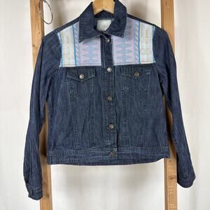 Vintage People Embellished Button Up Denim Trucker Jacket #1282 Sizes SM